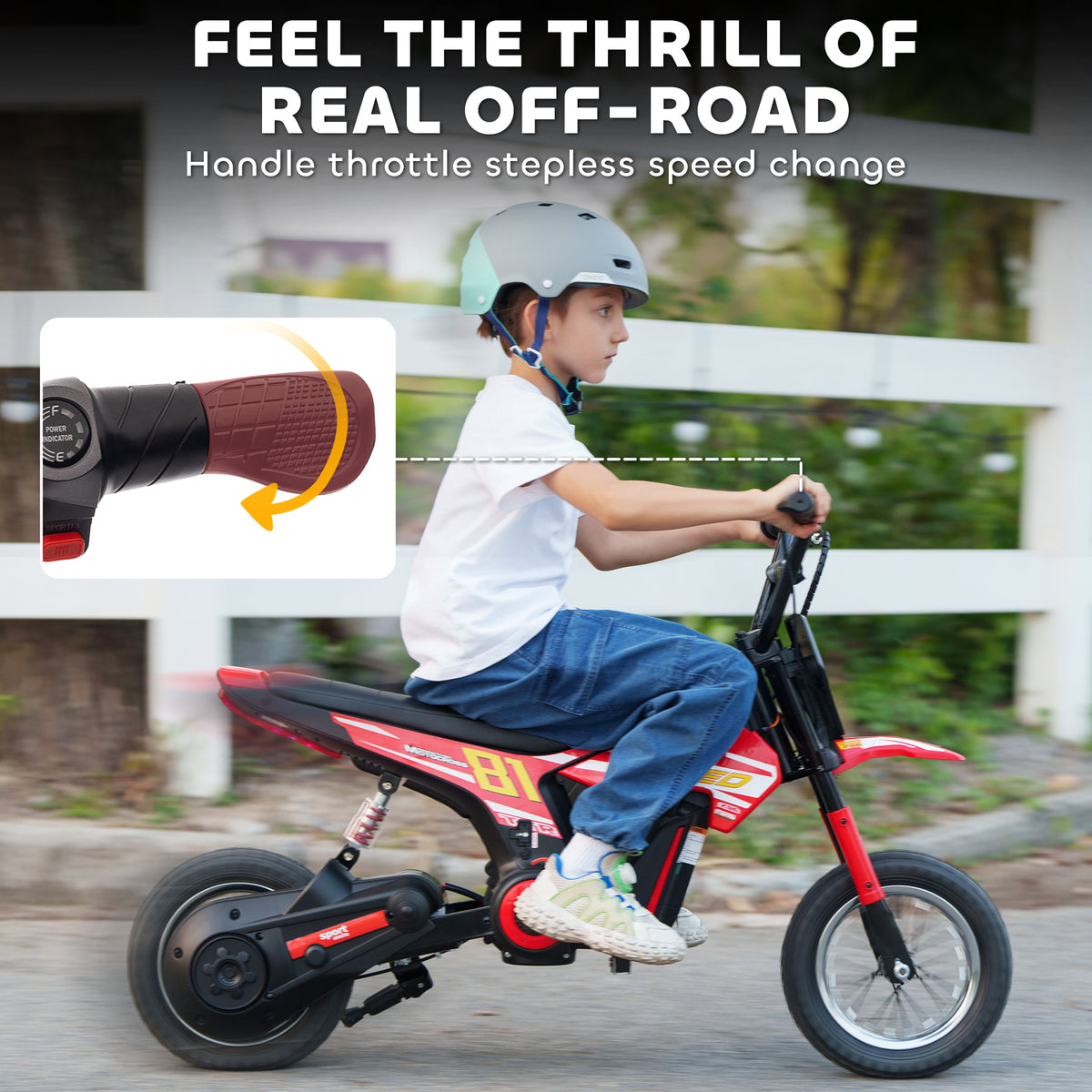 AIYAPLAY Kids Electric Motorbike 3 Gearboxes Speed Ride on Motorcycle with 41min Ranges - Red