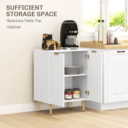 HOMCOM Sideboard Buffet Cabinet, Modern Kitchen Storage Cabinet with Adjustable Shelf and Metal Legs, White