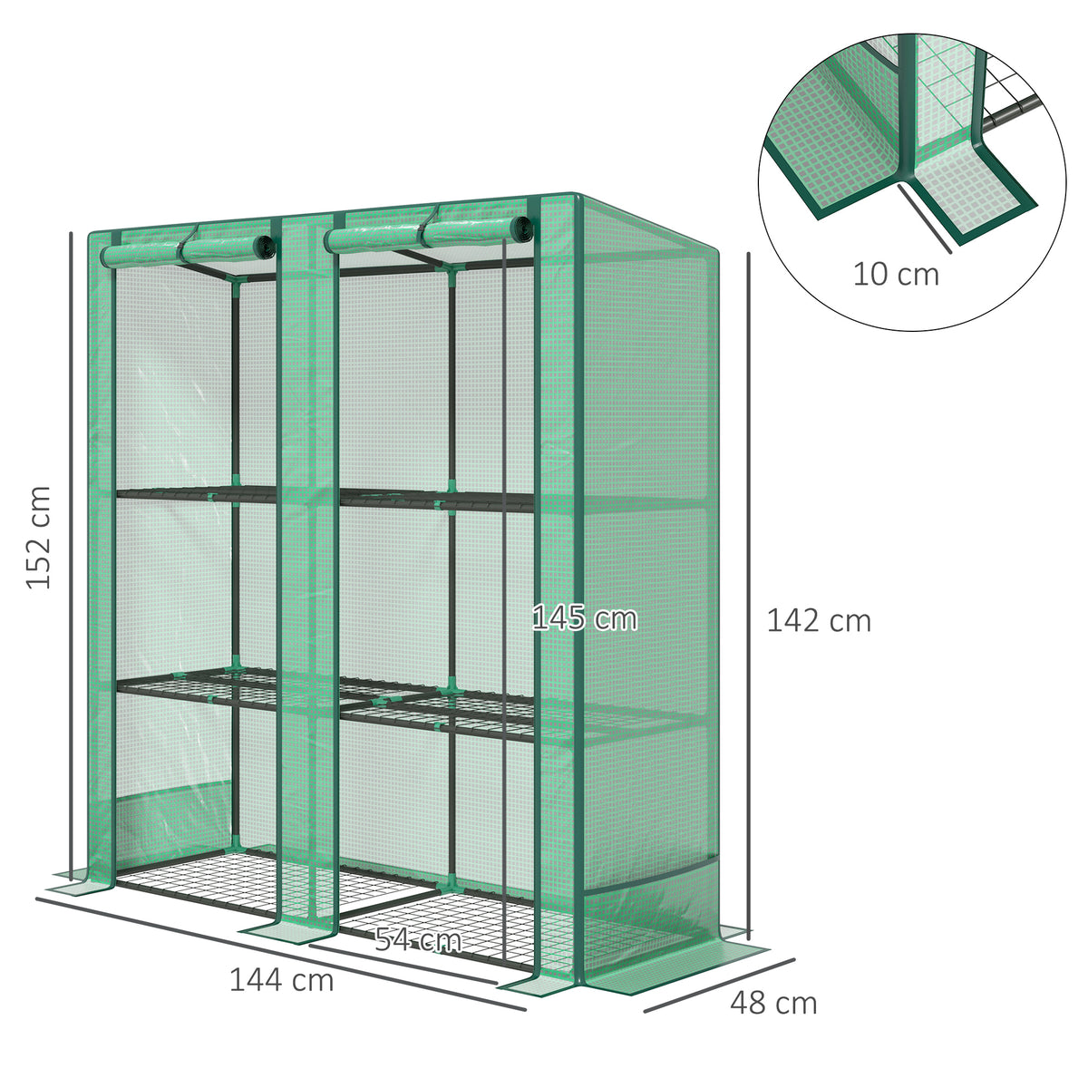 Outsunny Three-Tier Mini Greenhouse - Green