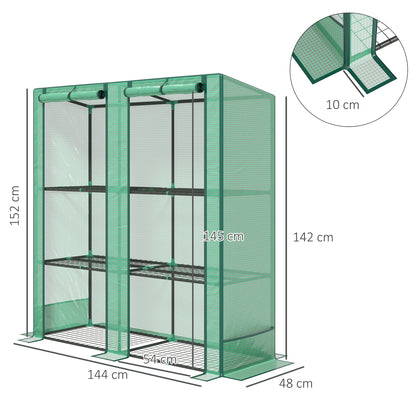 Outsunny Three-Tier Mini Greenhouse - Green