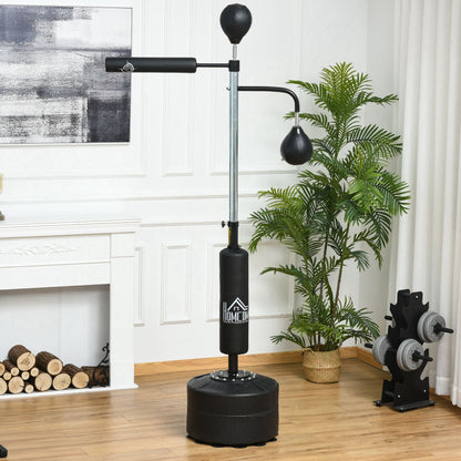 HOMCOM 4-in-1 Boxing Punching Bag, Freestanding with 2 Speed Bals, 360° Reflex Bar, 160-230cm Adjustable Height, Black