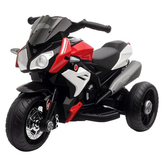 HOMCOM Kids Electric Motorcycle, 6V Ride on Motorcycle with 3 Wheels, LED Headlight, Music, Horn for Boys Girls 3-5 Y, Red