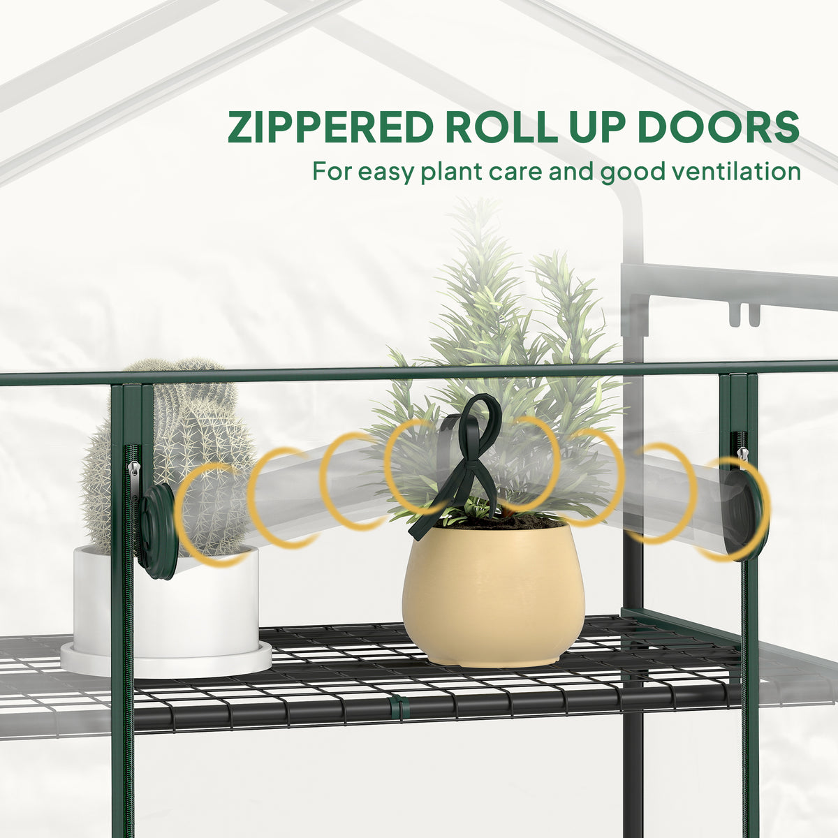 Outsunny 5 Tier Mini Greenhouse, Small Walk-in Greenhouse with Reinforced Plastic Cover, Garden Grow House with Roll Up Door and Shelves, 69 x 49 x 193cm, Green