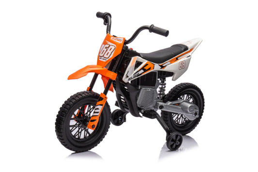 AIYAPLAY Kids Electric Motorcycle, 12V Ride On Motorbike with Training Wheels, Soft Start, Suspension, Music for 3–6 Y, Orange