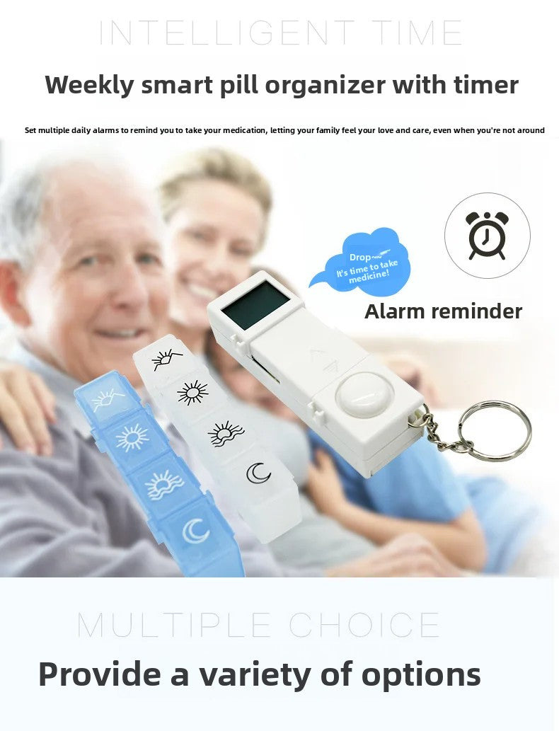 Intelligent Timed Reminder Medicine Box 28 Compartment Weekly Smart Pill Box with Sound Alarm for Elderly Medicine Reminder