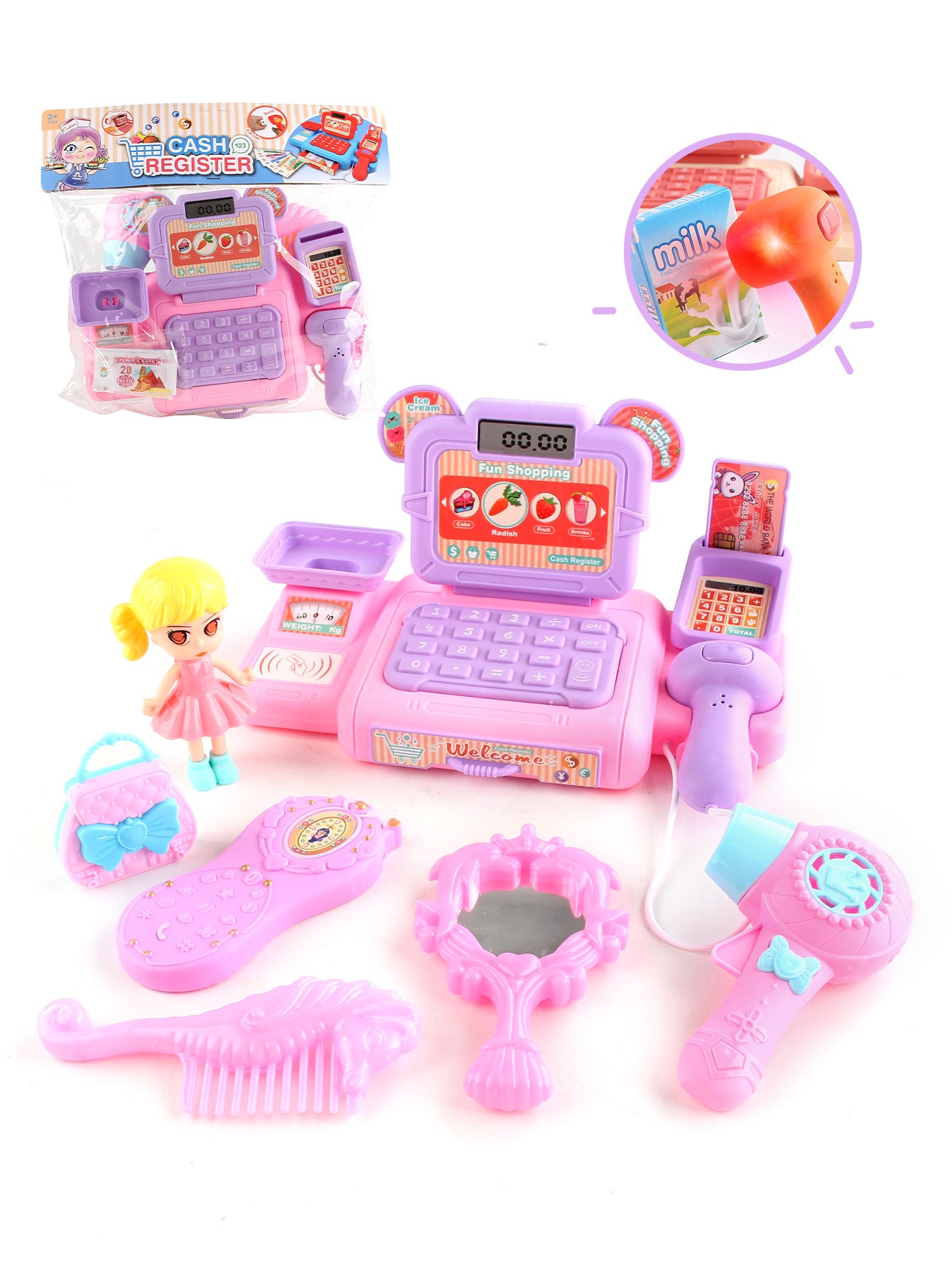 Simulation Shopping Cash House Toys Electronic Game Lighting And Sound Effects Supermarket Cashier Toys For children Gifi