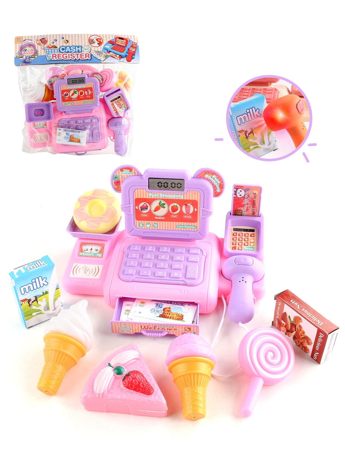 Simulation Shopping Cash House Toys Electronic Game Lighting And Sound Effects Supermarket Cashier Toys For children Gifi