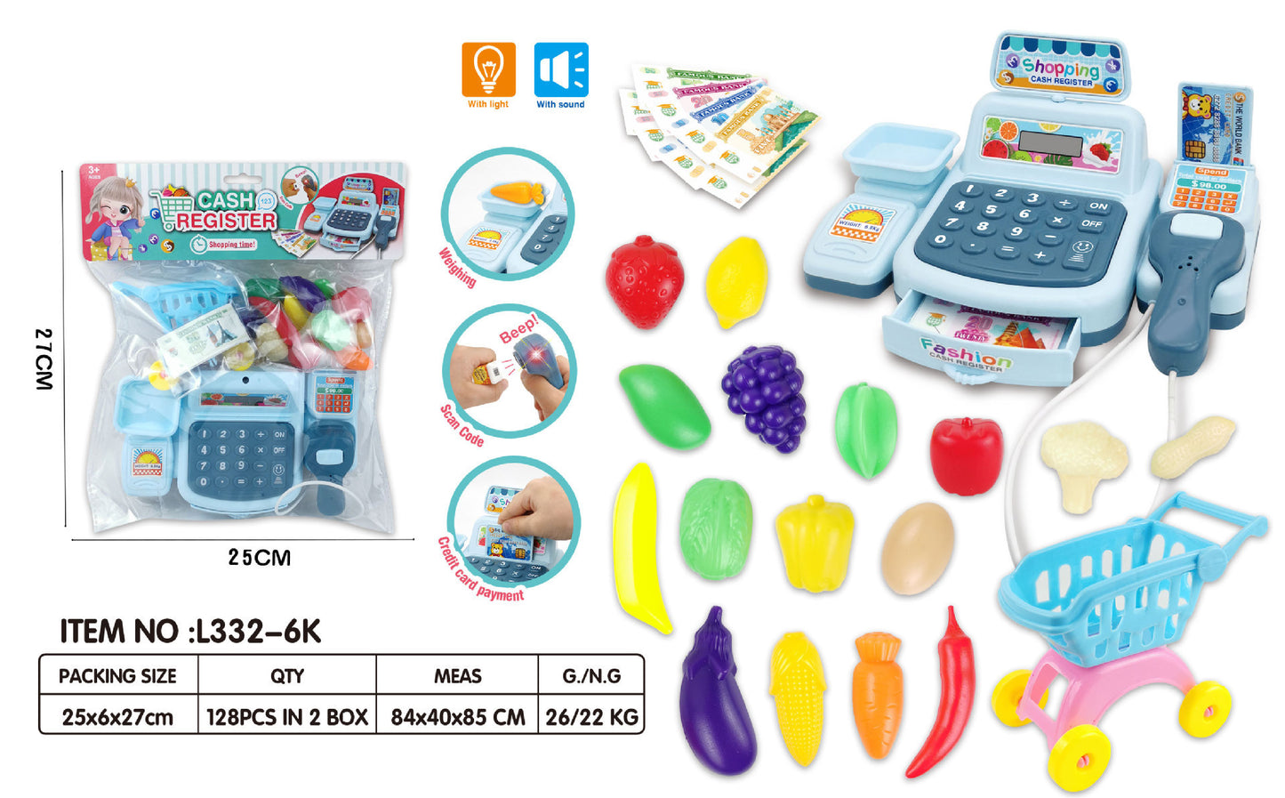Simulation Shopping Cash House Toys Electronic Game Lighting And Sound Effects Supermarket Cashier Toys For children Gifi