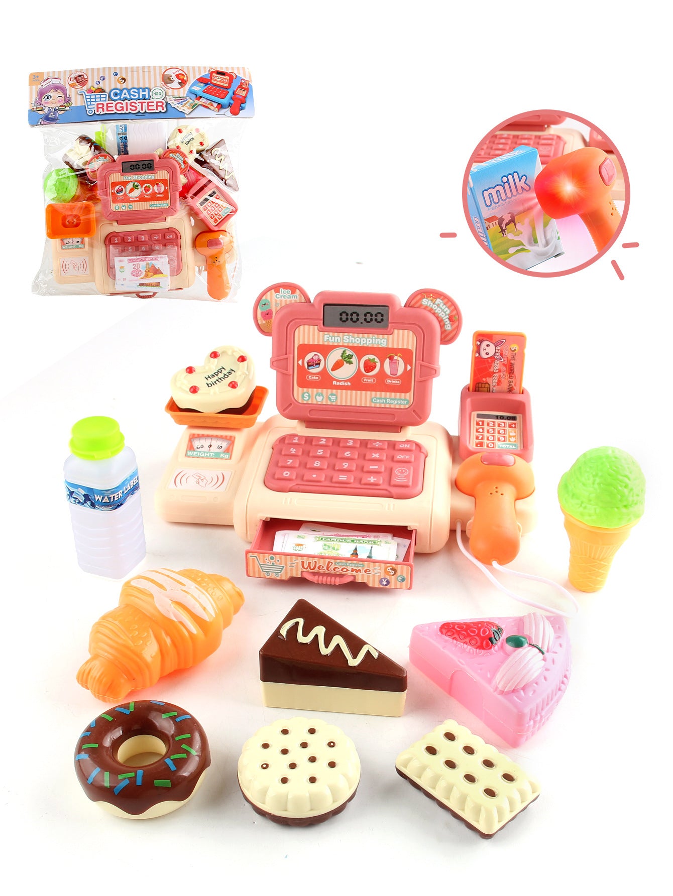 Simulation Shopping Cash House Toys Electronic Game Lighting And Sound Effects Supermarket Cashier Toys For children Gifi