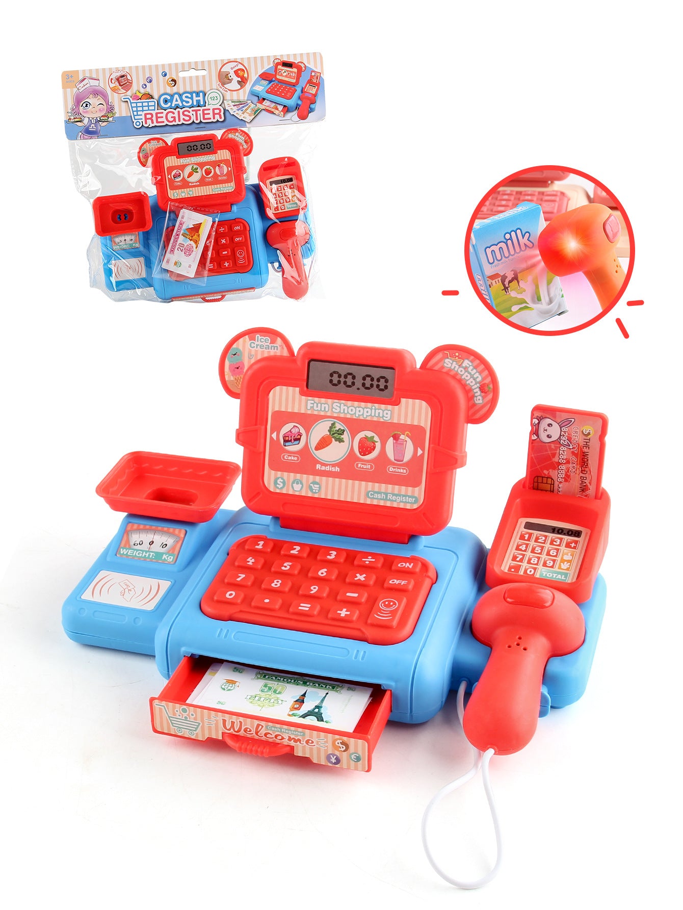 Simulation Shopping Cash House Toys Electronic Game Lighting And Sound Effects Supermarket Cashier Toys For children Gifi