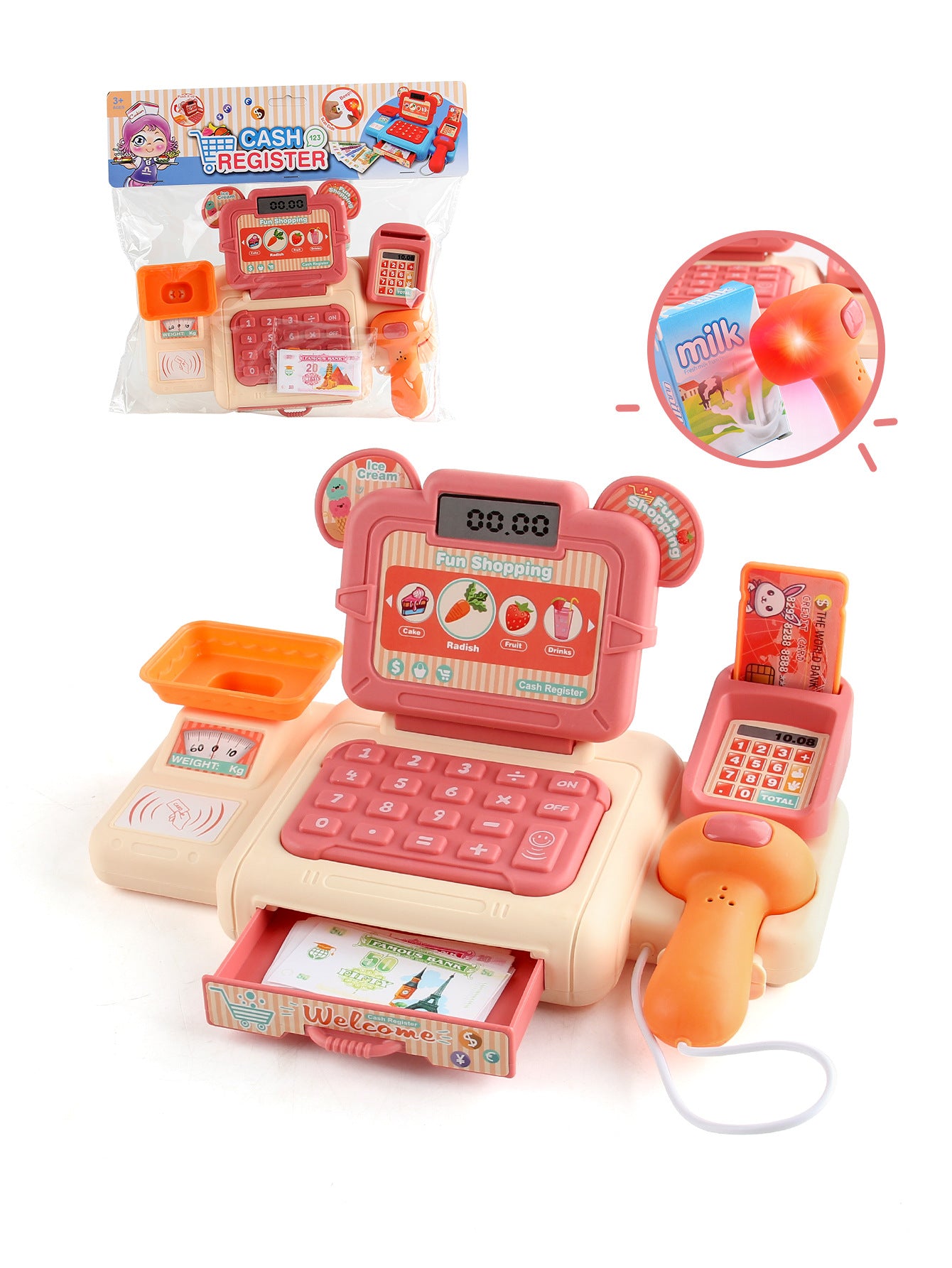 Simulation Shopping Cash House Toys Electronic Game Lighting And Sound Effects Supermarket Cashier Toys For children Gifi
