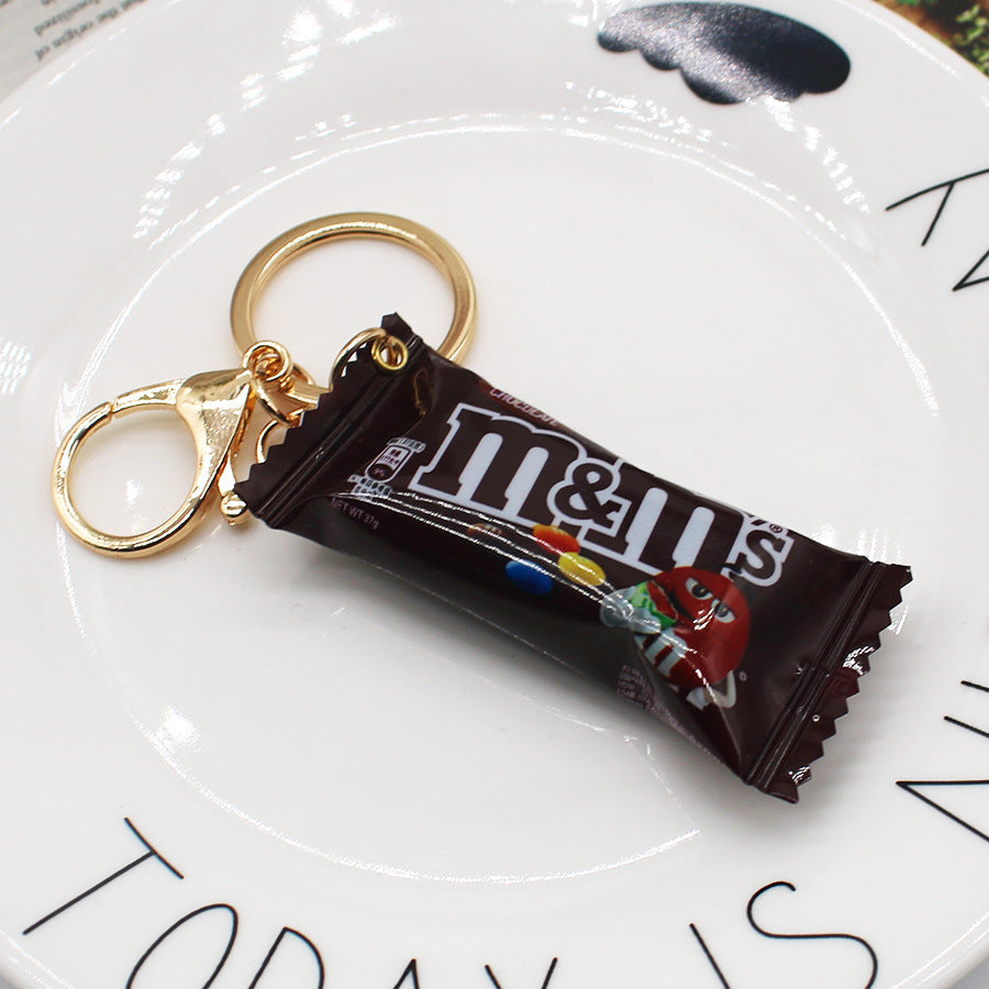 Simulation M Bean Chocolate Chocolate Key Chain Pendant Miniature M Bean Pendant Creative Food and Play Goods Gift Decoration
