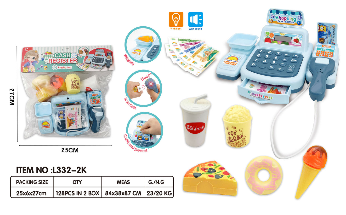 Simulation Shopping Cash House Toys Electronic Game Lighting And Sound Effects Supermarket Cashier Toys For children Gifi