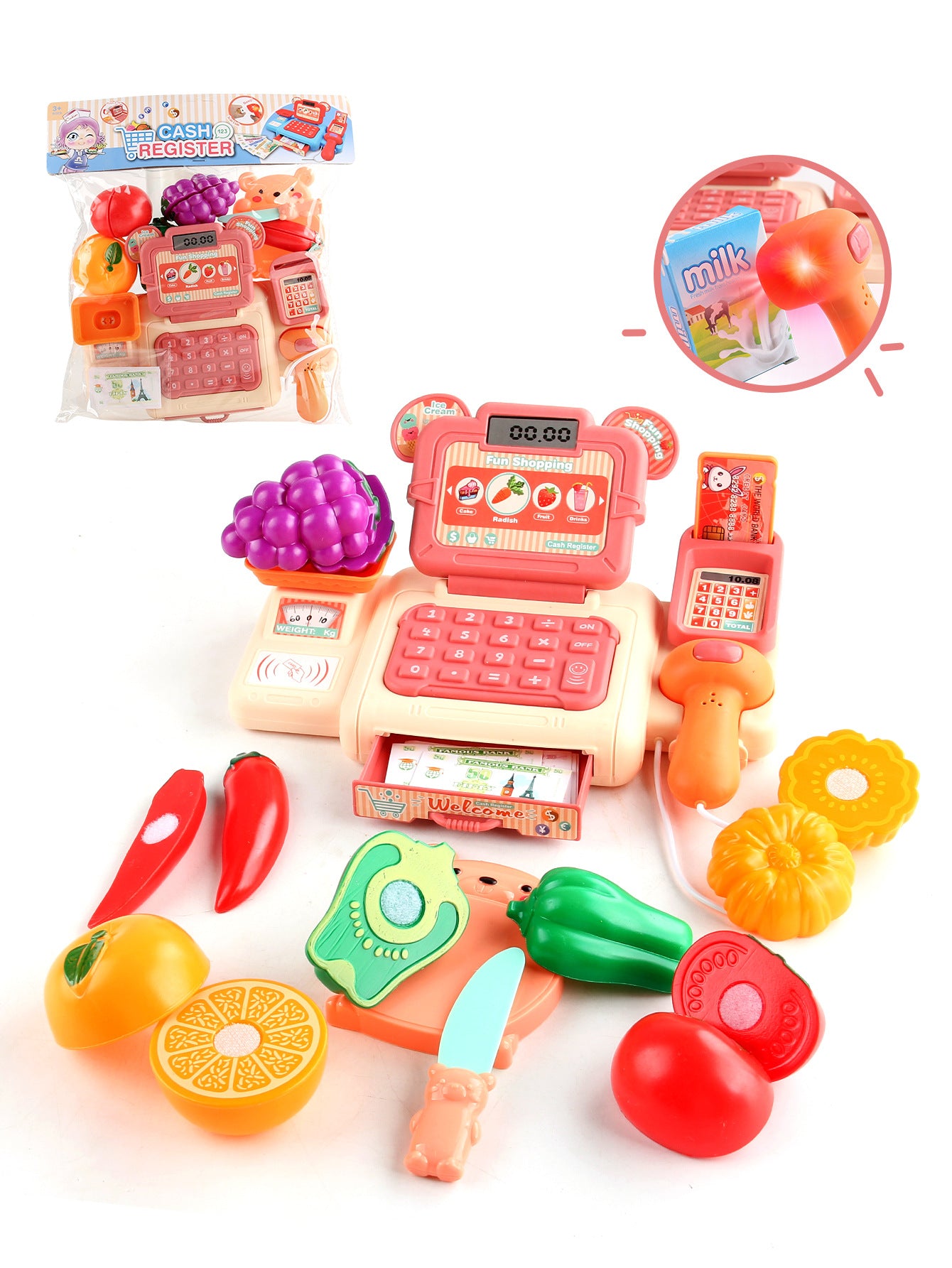 Simulation Shopping Cash House Toys Electronic Game Lighting And Sound Effects Supermarket Cashier Toys For children Gifi