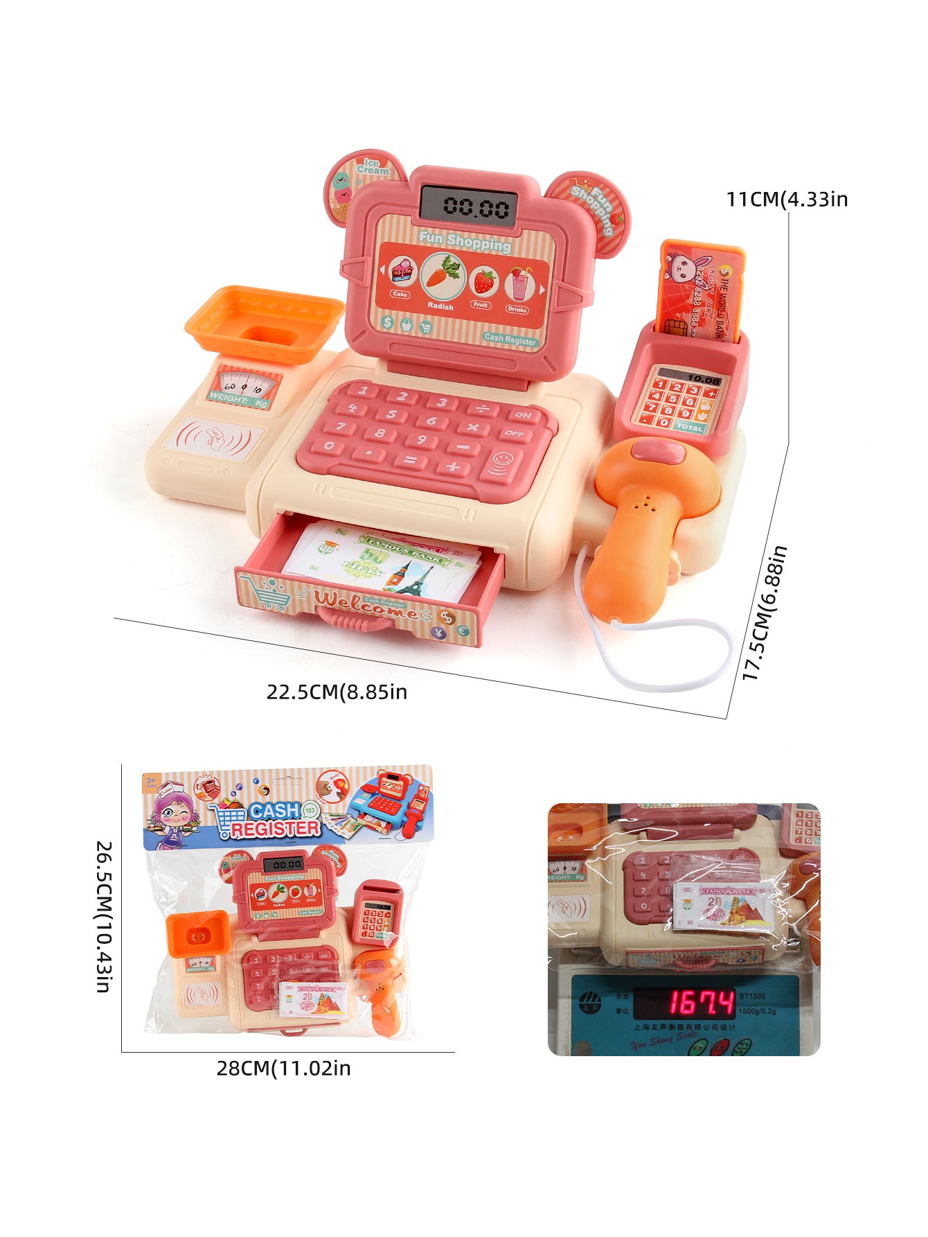 Simulation Shopping Cash House Toys Electronic Game Lighting And Sound Effects Supermarket Cashier Toys For children Gifi