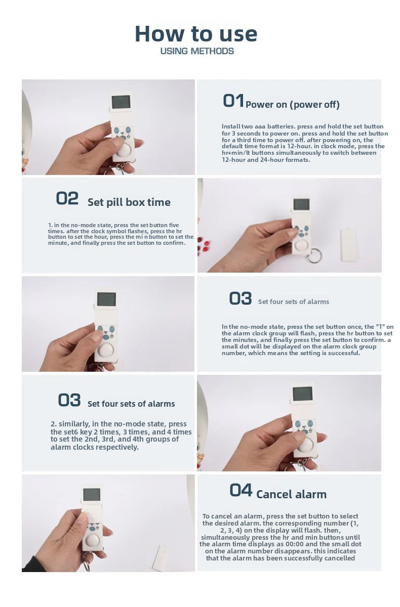Intelligent Timed Reminder Medicine Box 28 Compartment Weekly Smart Pill Box with Sound Alarm for Elderly Medicine Reminder