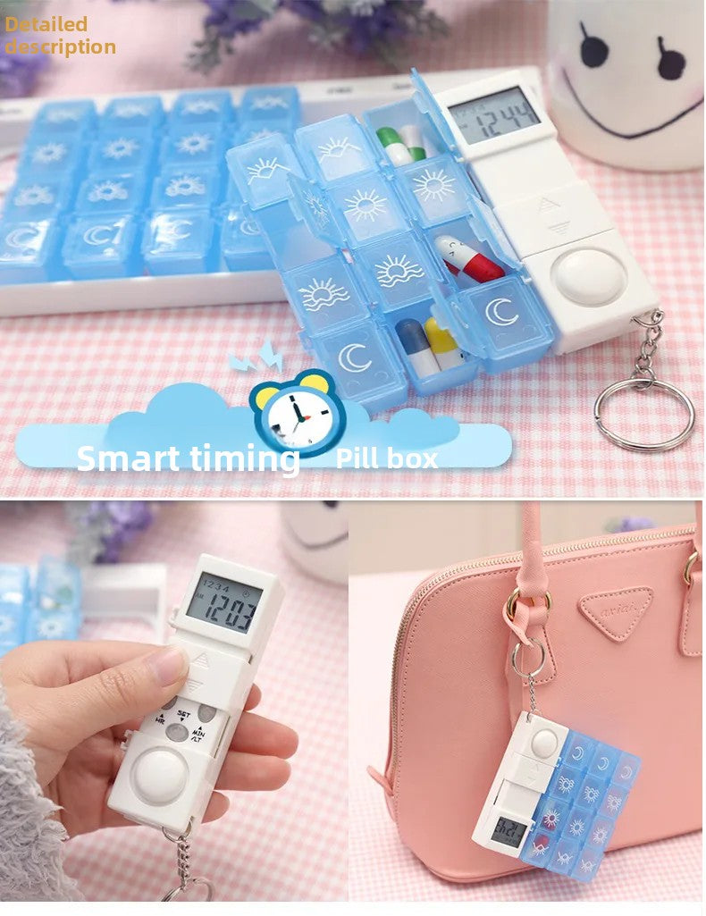 Intelligent Timed Reminder Medicine Box 28 Compartment Weekly Smart Pill Box with Sound Alarm for Elderly Medicine Reminder