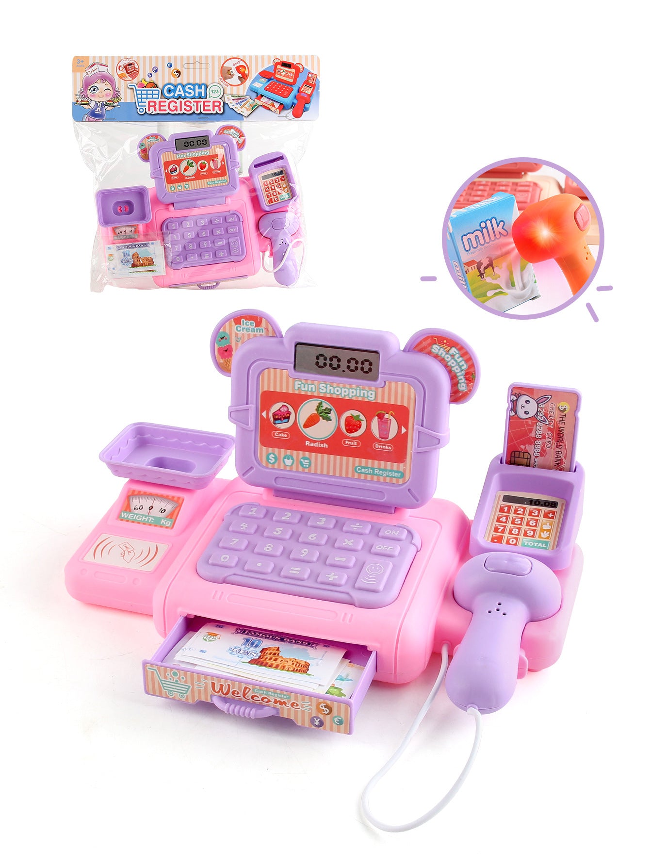 Simulation Shopping Cash House Toys Electronic Game Lighting And Sound Effects Supermarket Cashier Toys For children Gifi