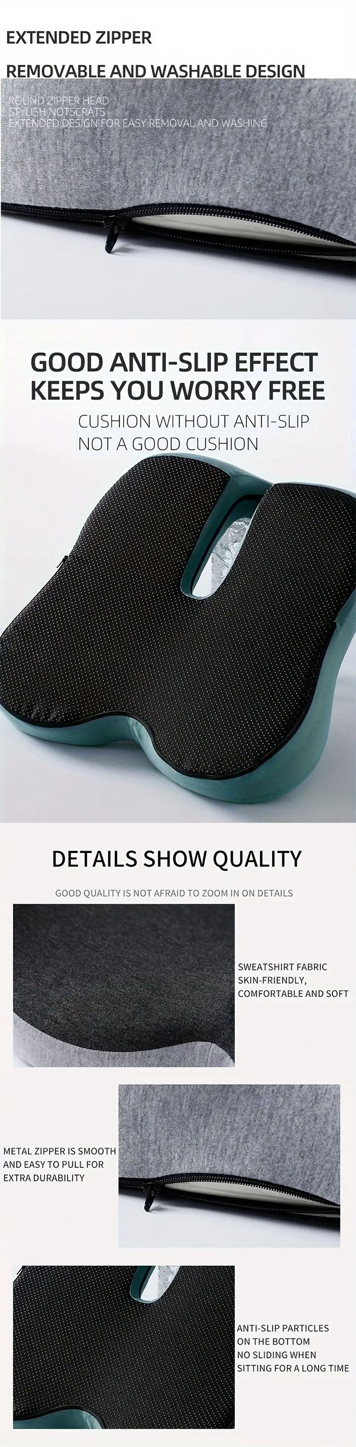 Seat Cushion for Office Chair Ergonomic Memory Foam Seat Cushion with Back Support for Stress Relief Lumbar Support Car Office