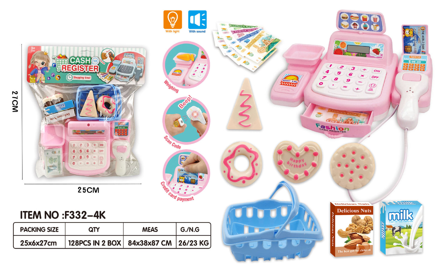 Simulation Shopping Cash House Toys Electronic Game Lighting And Sound Effects Supermarket Cashier Toys For children Gifi