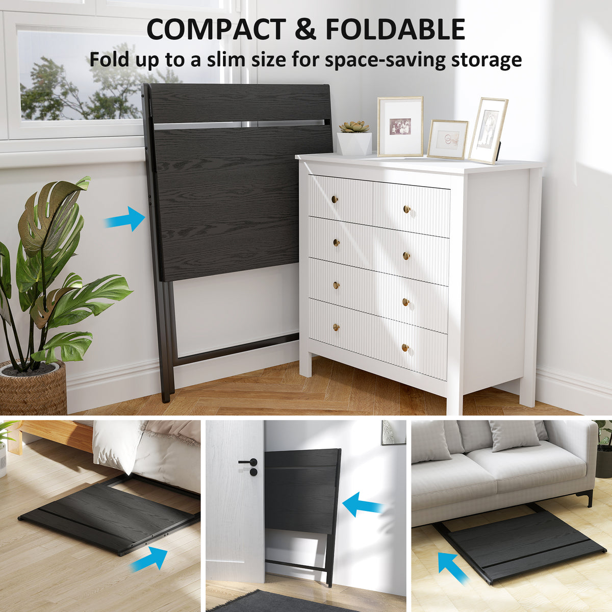HOMCOM 81.5 cm Folding Computer Desk with Monitor Shelf - Black