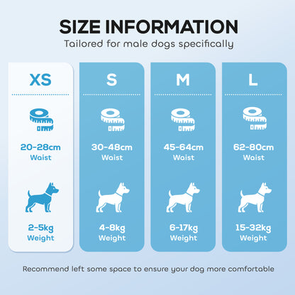 PawHut Dog Diapers Super Absorbent Leak-Proof Dog Nappies for Male Dogs Size XS 20-28 cm Waist