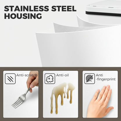HOMCOM 50L Sensor Bin with Soft-Close Lid, Stainless Steel Automatic Touchless Motion Sensor Kitchen Bin, White
