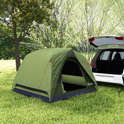 Outsunny Camping Tent, Easy Set Up 2-3 Man Tent with Sewn-in Groundsheet, 3000 mm Dome Tent w/ Mesh Windows, Olive Green and Grey