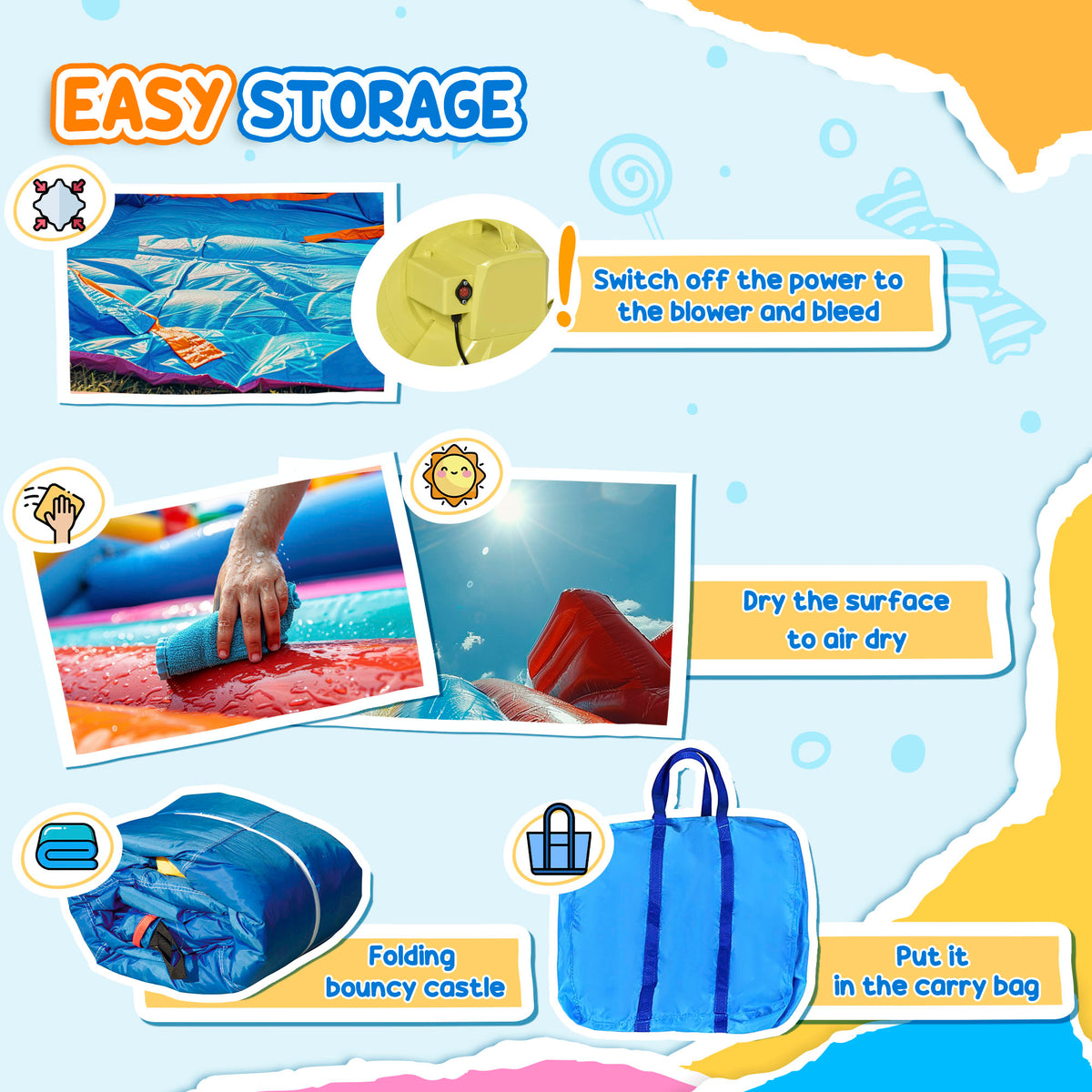 Outsunny 4 in 1 Large Bouncy Castle with Blower, Inflatable Bounce House with Double Slides, Trampoline, Inflatable House Pool, Climbing Wall, Carrybag for Kids Age 3-8, 3.8 x 3.7 x 2.3 m