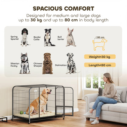 PawHut Heavy Duty Dog Crate,116 x 77 x 88 cm, Large Dog Cage for Small to Large Breeds