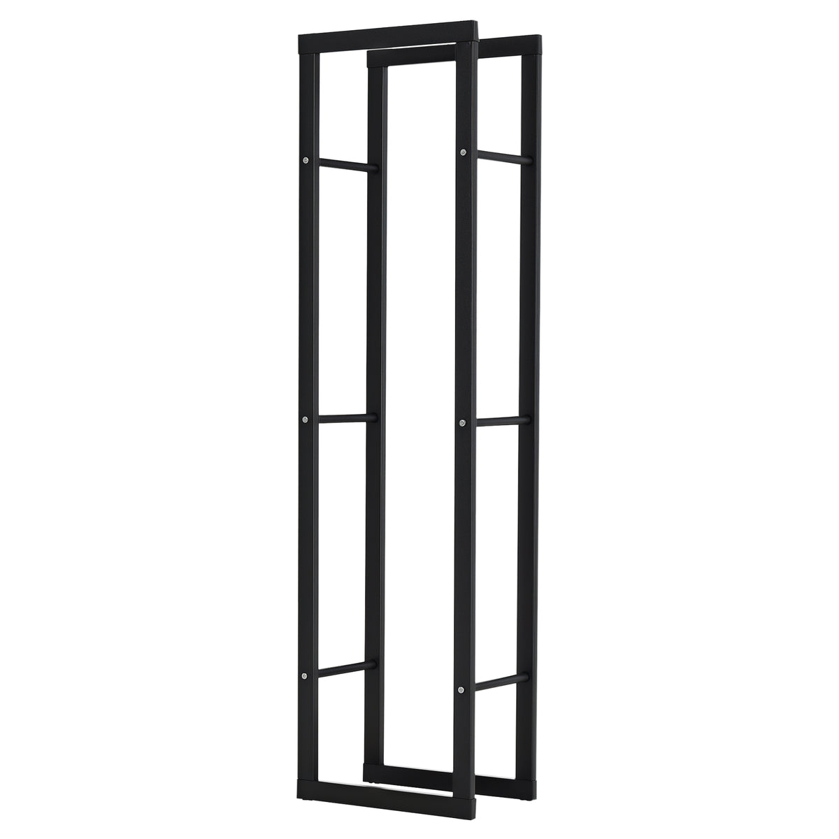 HOMCOM Metal Firewood Log Holder Tall Firewood Rack Indoor Outdoor Fireplace Wood Storage Shelf with Side Rails, Rust-Resistant, Black, 40W x 25D x 150H cm