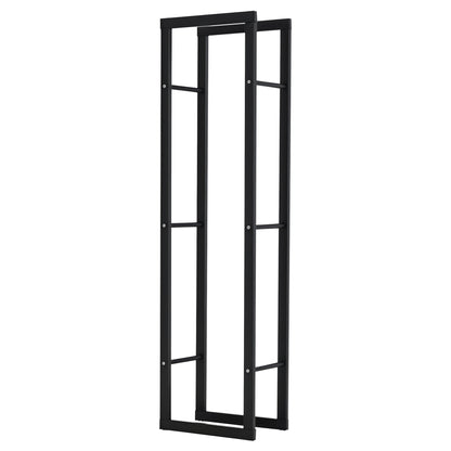 HOMCOM Metal Firewood Log Holder Tall Firewood Rack Indoor Outdoor Fireplace Wood Storage Shelf with Side Rails, Rust-Resistant, Black, 40W x 25D x 150H cm