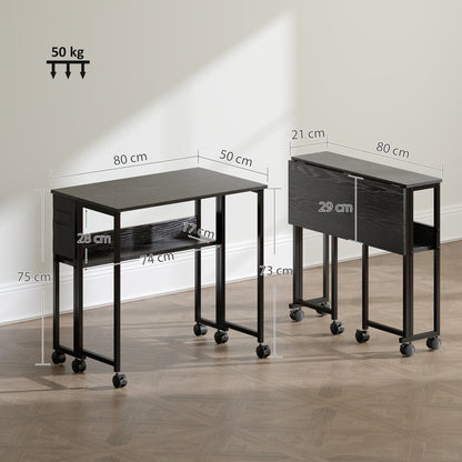 HOMCOM 80 cm Drop Leaf Writing Work Desk - Black