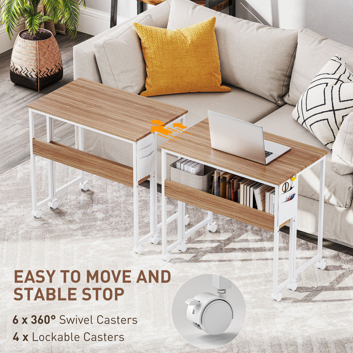 HOMCOM 80 cm Drop Leaf Writing Work Desk - Natural Wood Finish