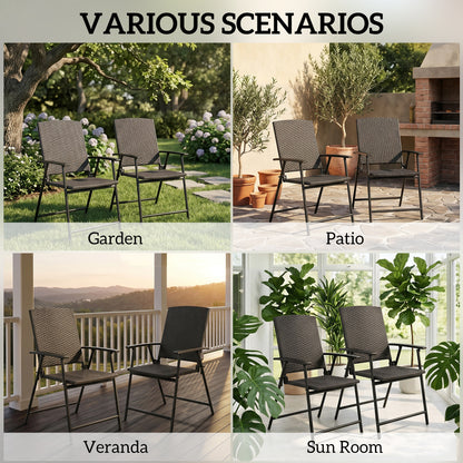 Outsunny Set of Two Folding Rattan Seat Chairs - Black