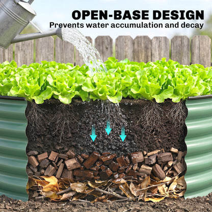 Outsunny Galvanised Raised Garden Bed with Safety Edging, Outdoor Raised Planter Box with Gloves, 120 x 120 x 43cm, Light Green
