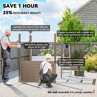 Outsunny 5 x 9ft Galvanised Metal Garden Shed with Foundation Kit, Outdoor Lean-to Shed, Tool Storage House for Garden, Brown