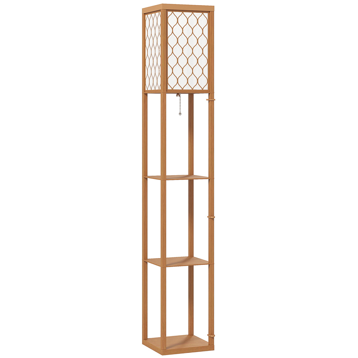 HOMCOM Three-Shelf Standing Lamp - Natural