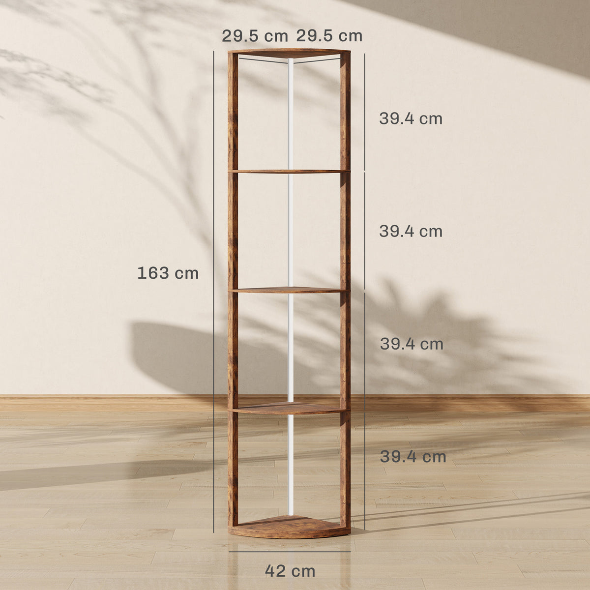 HOMCOM RGB Standing Lamp with Shelves, 4-Tier LED Floor Lamp with Multiple Lighting Modes, Rustic Brown