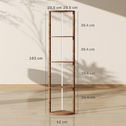 HOMCOM RGB Standing Lamp with Shelves, 4-Tier LED Floor Lamp with Multiple Lighting Modes, Rustic Brown
