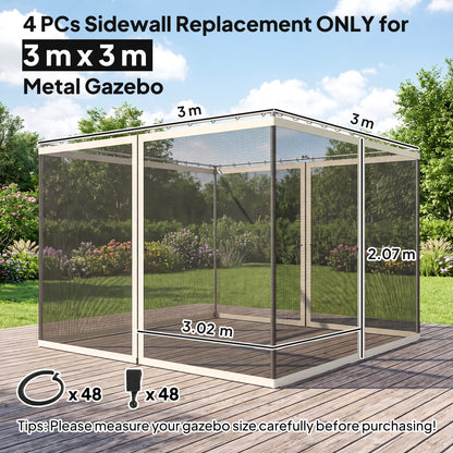 Outsunny 302 x 207cm Universal Replacement Mesh Sidewall Netting for Gazebos and Canopy Tents, (Sidewall Only) White