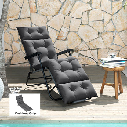 Outsunny Sun Lounger Cushion Only, 190 x 56 x 10 cm Garden Lounge Chair Cushion, UPF20+ 220gsm Fabric, Thick Sunbed Replacement Pad with 6 Ties, Dark Grey