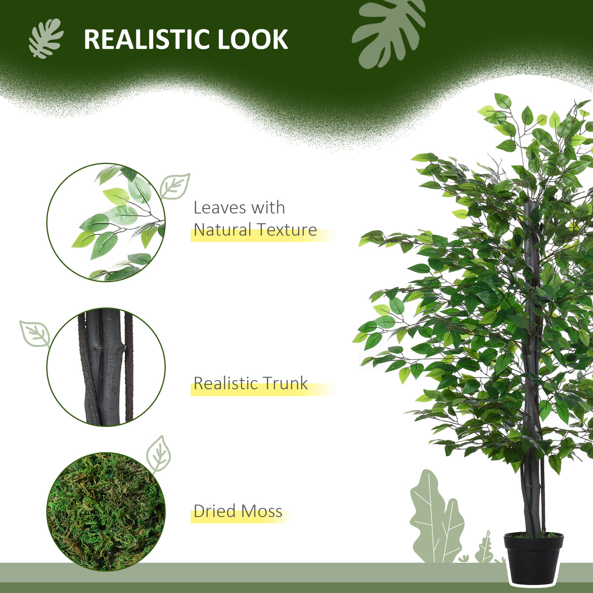 Outsunny Artificial Tree White Rose Floral in Pot, Fake Plant for Home Indoor Decor, 90cm, Purple