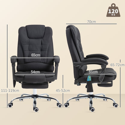 Vinsetto Six-Point Massage and Heated Office Chair with 135°Recline Back - Black