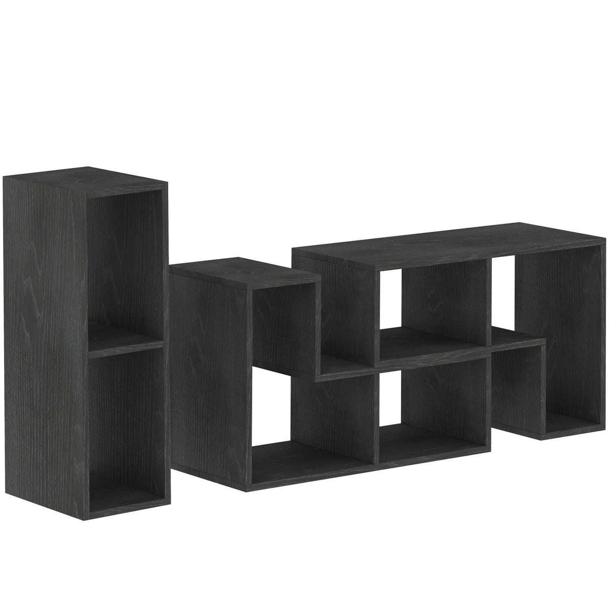 HOMCOM Three-Block Modular TV Stand - Black Wood-Effect