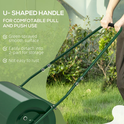 Outsunny 63 L Garden Lawn Roller with Water/Sand Filled Drum, Heavy Duty Steel Lawn Push Rolling Tool for Grass Seeding, Soil Levelling, Dark Green
