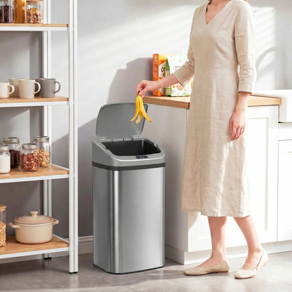 HOMCOM 48L Stainless Steel Sensor Bin - Silver-Tone