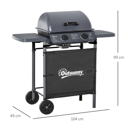Outsunny 2 x 2.8kW Burner Gas BBQ - Grey
