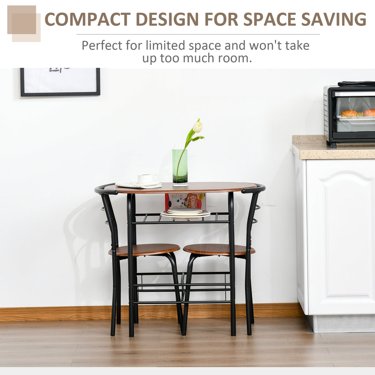 HOMCOM Three-Piece Compact Dining Set - Natural