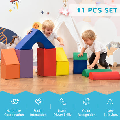 HOMCOM 11-Piece Kids Soft Play Set, Foam Block, Toys for Climbing, Crawling, Multicoloured